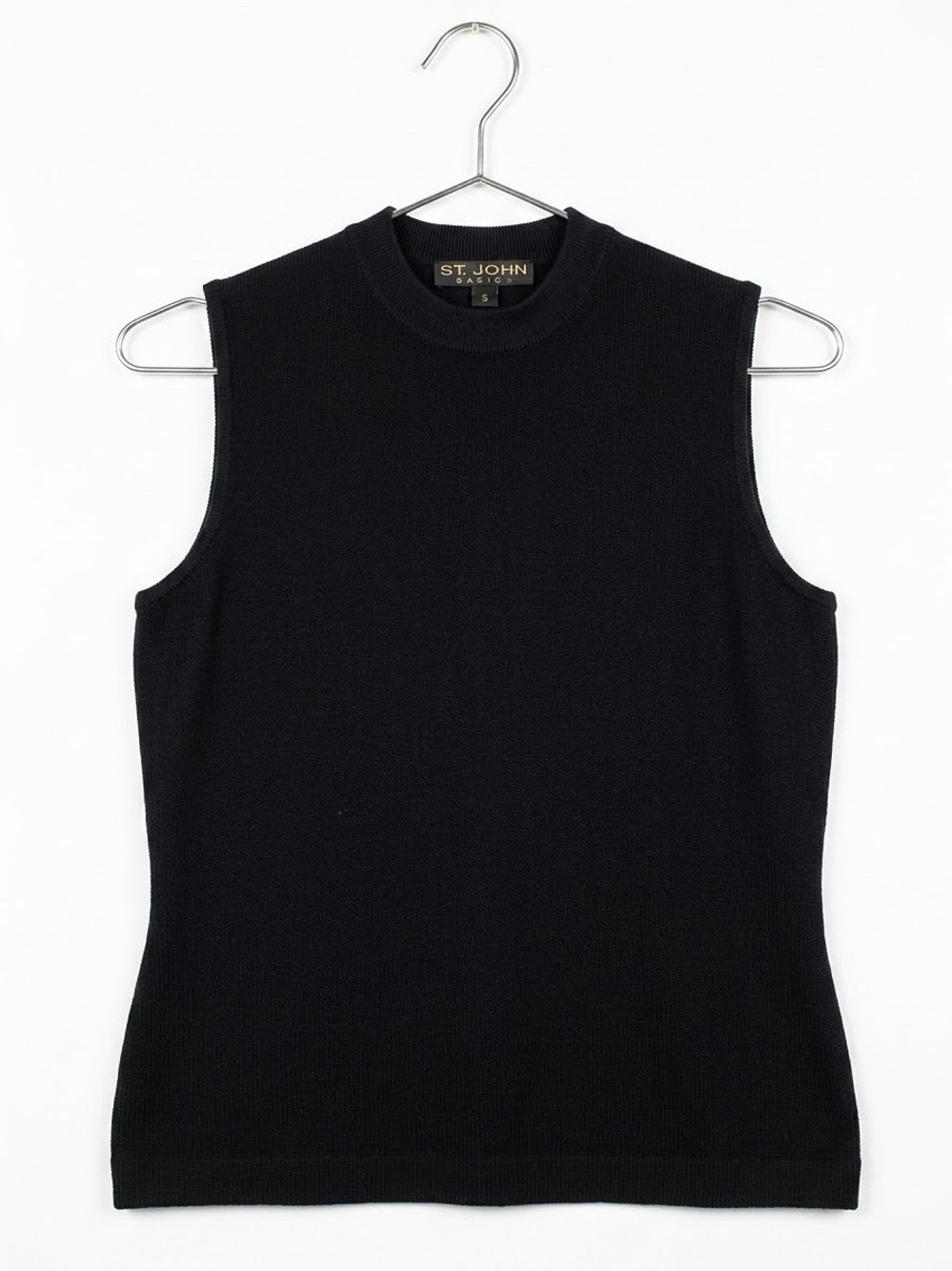 ST. JOHN Basics Black Santana Knit Mock Neck Shell Tank Top - Size Small